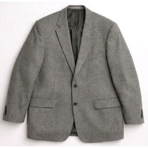 Bill Bass Sport Coat Men 44L Gray 100% Camelhair Blazer Classic Two Button Lined